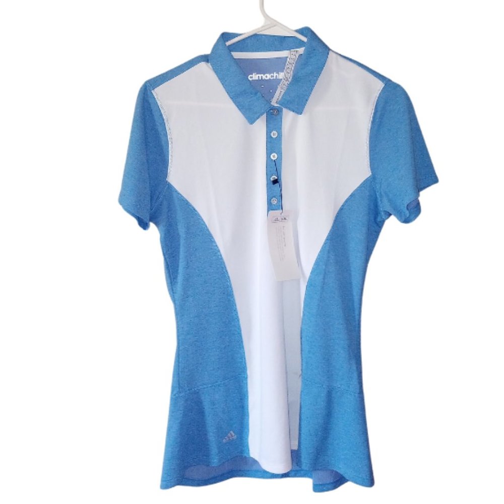 Adidas ClimaChill Polo Brand New With Tags Blue And White Size Medium